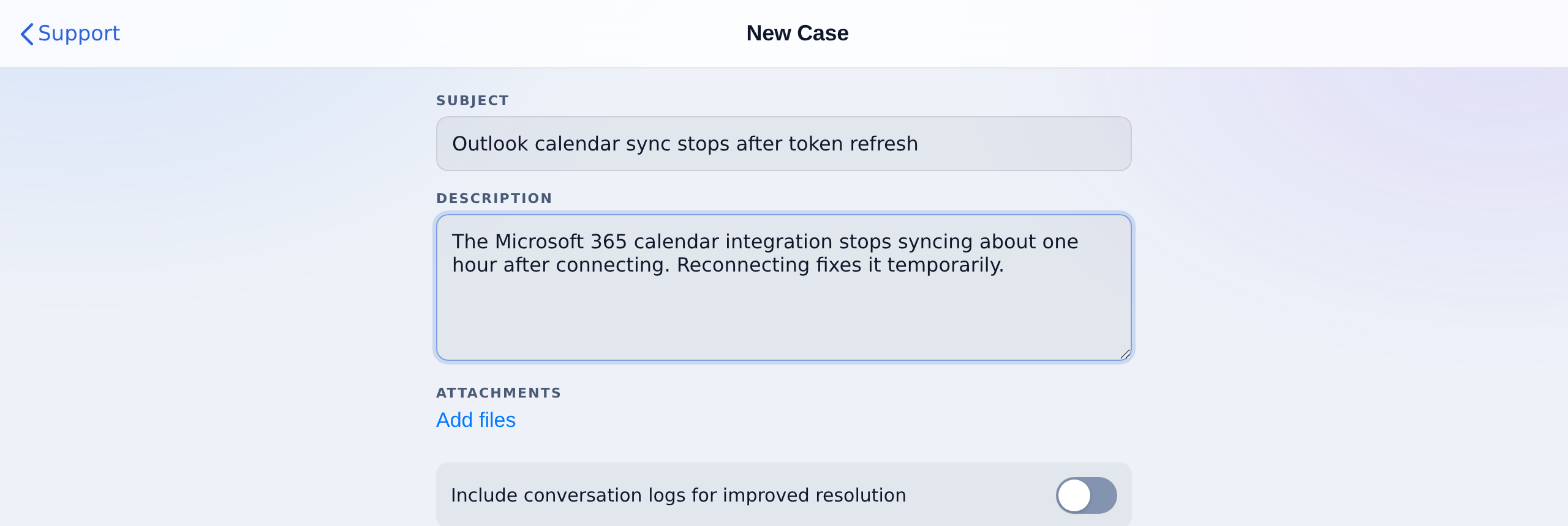 Support → New Case: pick your verified email, then describe the issue.